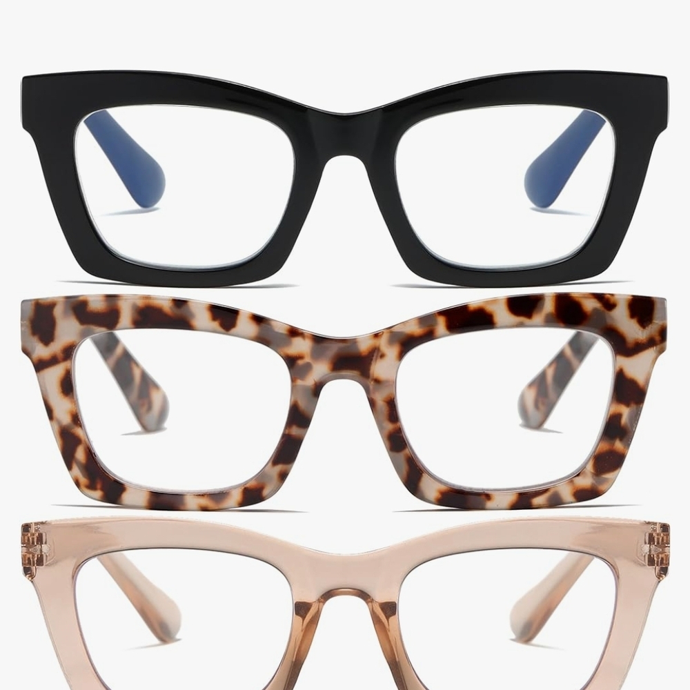 Set Of 3 Black and Brown Geometric Glasses Accessories 1.5 Readers